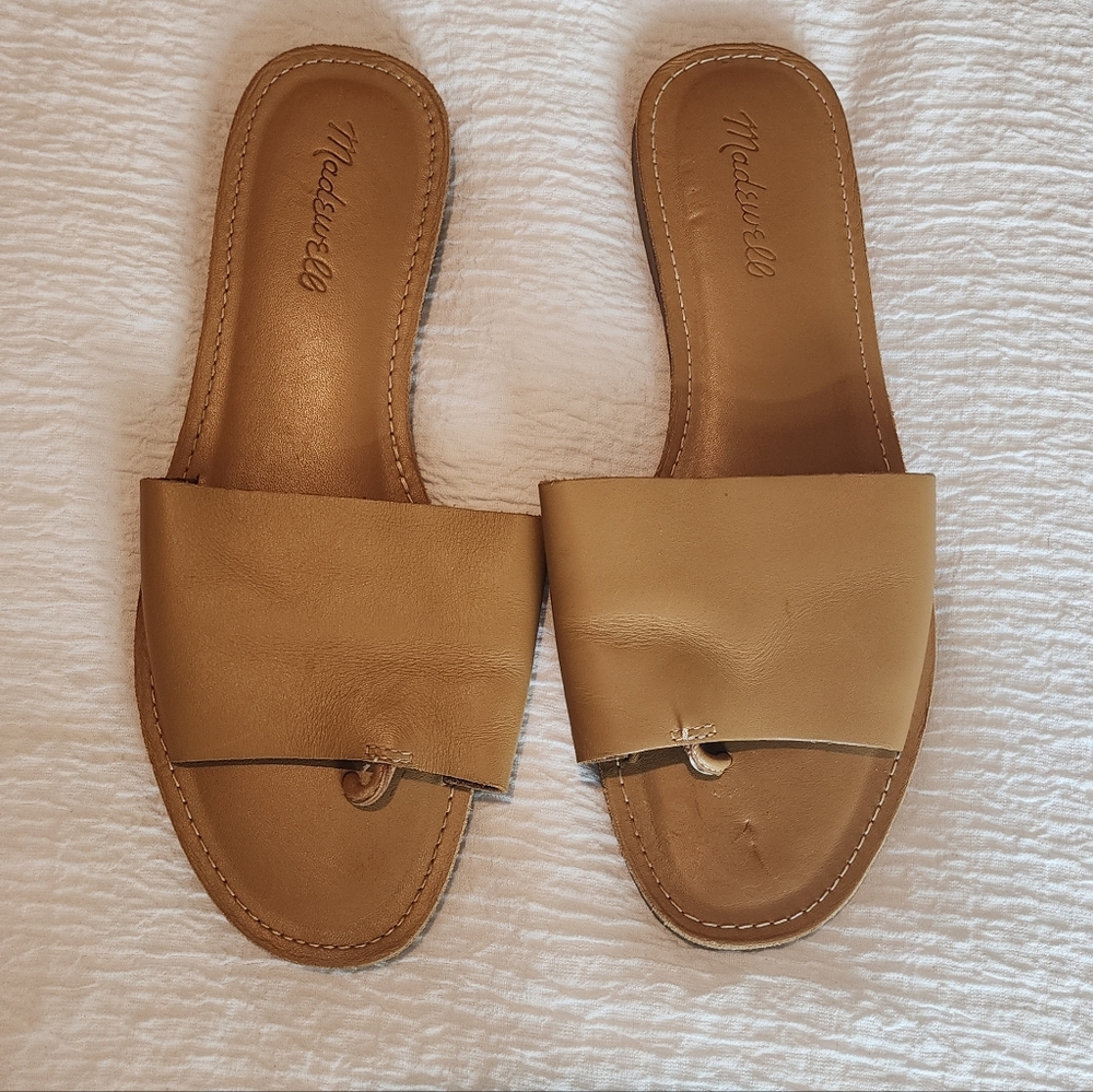 Madewell Womens Thong Slide Tan Leather Sandals. Size 8.5.